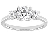 Certified White Lab-Grown Diamond G SI2 10K WG Tulip Setting 3-Stone Ring 1.50ctw