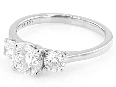 Certified White Lab-Grown Diamond G SI2 10K WG Tulip Setting 3-Stone Ring 1.50ctw