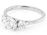 Certified White Lab-Grown Diamond G SI2 10K WG Tulip Setting 3-Stone Ring 1.50ctw