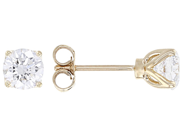 Certified White Lab-Grown Diamond G SI2 10K YG Tulip Setting Solitaire Stud Earrings 1.50ctw
