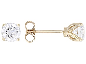 Certified White Lab-Grown Diamond G SI2 10K YG Tulip Setting Solitaire Stud Earrings 1.50ctw