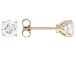 Certified White Lab-Grown Diamond G SI2 10K YG Tulip Setting Solitaire Stud Earrings 1.50ctw