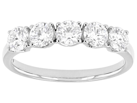 White Lab-Grown Diamond G SI2 10K White Gold Tulip Setting Band Ring 1.00ctw