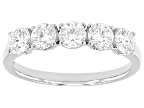 White Lab-Grown Diamond G SI2 10K White Gold Tulip Setting Band Ring 1.00ctw