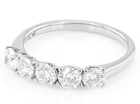 White Lab-Grown Diamond G SI2 10K White Gold Tulip Setting Band Ring 1.00ctw