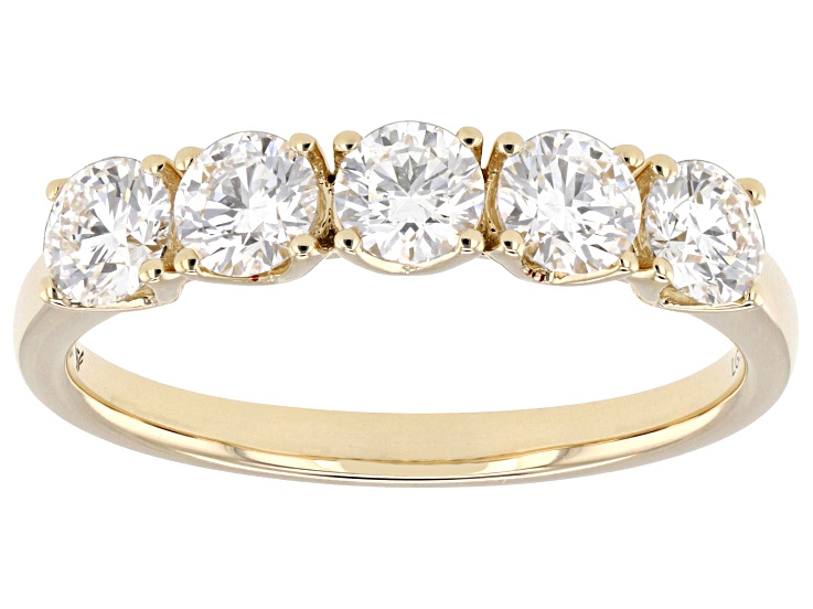 White Lab-Grown Diamond G SI2 10K Yellow Gold Tulip Setting Band Ring 1.00ctw