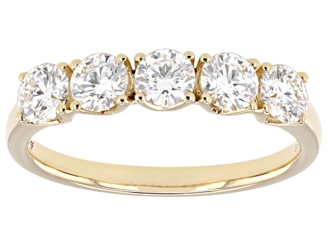 White Lab-Grown Diamond G SI2 10K Yellow Gold Tulip Setting Band Ring 1.00ctw