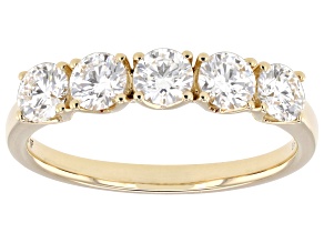 White Lab-Grown Diamond G SI2 10K Yellow Gold Tulip Setting Band Ring 1.00ctw