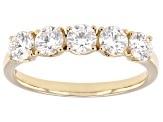 White Lab-Grown Diamond G SI2 10K Yellow Gold Tulip Setting Band Ring 1.00ctw