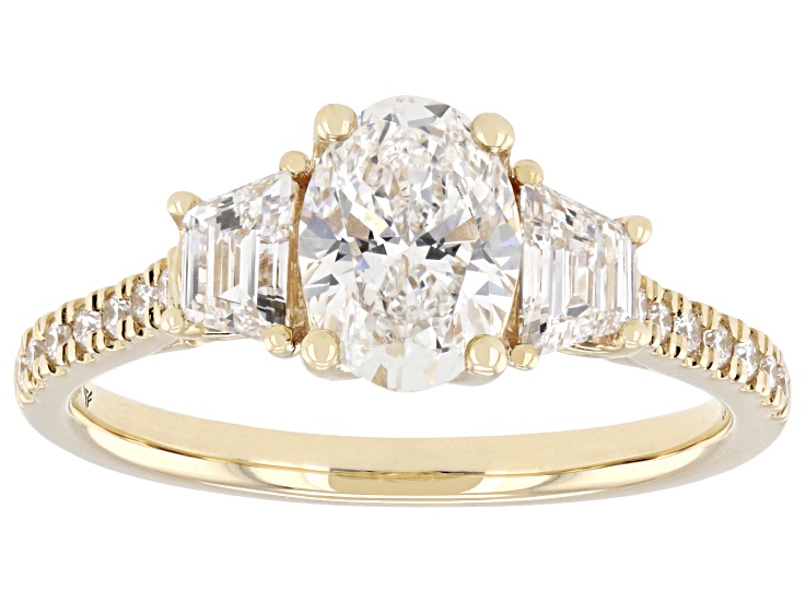 Certified Lab-Grown Diamond G SI2 10K Yellow Gold Tulip Setting 3-Stone Ring 1.75ctw
