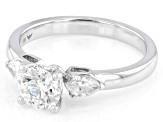 Certified Round and Pear Shape Lab-Grown Diamond G SI2 10K White Gold 3-Stone Ring 1.30ctw