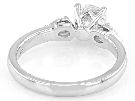 Certified Round and Pear Shape Lab-Grown Diamond G SI2 10K White Gold 3-Stone Ring 1.30ctw