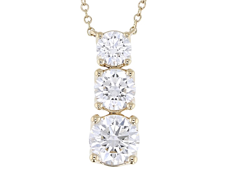 Certified White Lab-Grown Diamond G SI2 10K Yellow Gold Tulip Setting Station Necklace 2.00ctw
