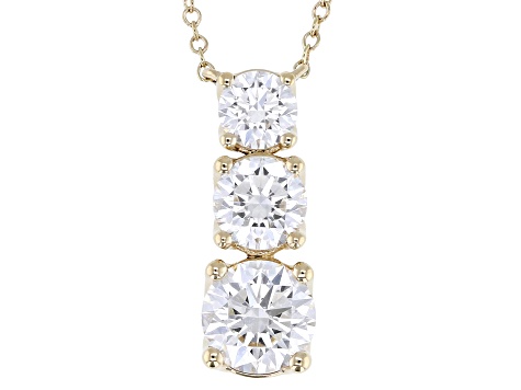 Certified White Lab-Grown Diamond G SI2 10K Yellow Gold Tulip Setting Station Necklace 2.00ctw