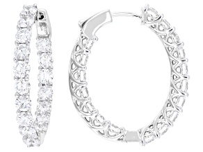 White Lab-Grown Diamond H SI Rhodium Over Sterling Silver Inside-Out Hoop Earrings 5.00ctw