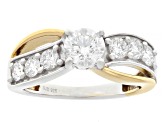 White Lab-Grown Diamond H SI Rhodium and 14K Yellow Gold Over Sterling Silver Crossover Ring 1.40ctw