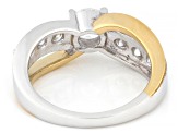 White Lab-Grown Diamond H SI Rhodium and 14K Yellow Gold Over Sterling Silver Crossover Ring 1.40ctw