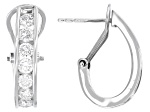 White Lab-Grown Diamond H SI Rhodium Over Sterling Silver J-Hoop Earrings 1.75ctw