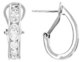 White Lab-Grown Diamond H SI Rhodium Over Sterling Silver J-Hoop Earrings 1.75ctw