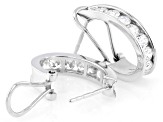 White Lab-Grown Diamond H SI Rhodium Over Sterling Silver J-Hoop Earrings 1.75ctw