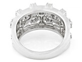 White Lab-Grown Diamond H SI Rhodium Over Sterling Silver Multi-Row Ring 1.50ctw