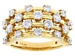 White Lab-Grown Diamond H SI 14K Yellow Gold Over Sterling Silver Multi-Row Ring 1.50ctw