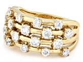White Lab-Grown Diamond H SI 14K Yellow Gold Over Sterling Silver Multi-Row Ring 1.50ctw