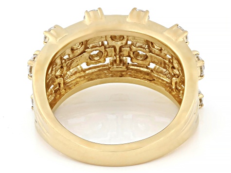 White Lab-Grown Diamond H SI 14K Yellow Gold Over Sterling Silver Multi-Row Ring 1.50ctw