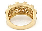 White Lab-Grown Diamond H SI 14K Yellow Gold Over Sterling Silver Multi-Row Ring 1.50ctw