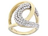 White Lab-Grown Diamond H SI 14K Yellow Gold Over Sterling Silver Crossover Ring 1.00ctw