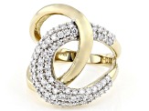 White Lab-Grown Diamond H SI 14K Yellow Gold Over Sterling Silver Crossover Ring 1.00ctw