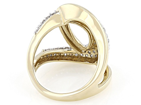 White Lab-Grown Diamond H SI 14K Yellow Gold Over Sterling Silver Crossover Ring 1.00ctw