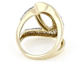White Lab-Grown Diamond H SI 14K Yellow Gold Over Sterling Silver Crossover Ring 1.00ctw