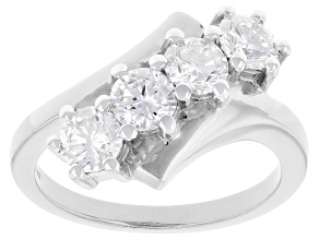 White Lab-Grown Diamond H SI Rhodium Over Sterling Silver Bypass Ring 1.50ctw