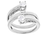 White Lab-Grown Diamond H SI Rhodium Over Sterling Silver 2-Stone Bypass Ring 0.75ctw