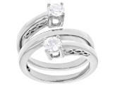 White Lab-Grown Diamond H SI Rhodium Over Sterling Silver 2-Stone Bypass Ring 0.75ctw
