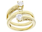 White Lab-Grown Diamond H SI 14K Yellow Gold Over Sterling Silver 2-Stone Bypass Ring 0.75ctw