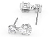 Pear Shape and Round White Lab-Grown Diamond H SI1 10K White Gold Drop Earrings 1.50ctw