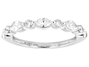 Marquise and Round White Lab-Grown Diamond H SI1 10K White Gold Band Ring 0.70ctw