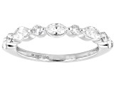 Marquise and Round White Lab-Grown Diamond H SI1 10K White Gold Band Ring 0.70ctw