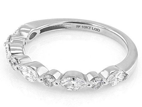 Marquise and Round White Lab-Grown Diamond H SI1 10K White Gold Band Ring 0.70ctw
