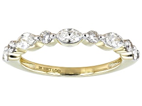 Marquise and Round White Lab-Grown Diamond H SI1 10K Yellow Gold Band Ring 0.70ctw