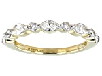 Marquise and Round White Lab-Grown Diamond H SI1 10K Yellow Gold Band Ring 0.70ctw