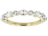 Marquise and Round White Lab-Grown Diamond H SI1 10K Yellow Gold Band Ring 0.70ctw