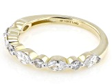 Marquise and Round White Lab-Grown Diamond H SI1 10K Yellow Gold Band Ring 0.70ctw