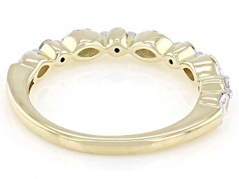 Marquise and Round White Lab-Grown Diamond H SI1 10K Yellow Gold Band Ring 0.70ctw