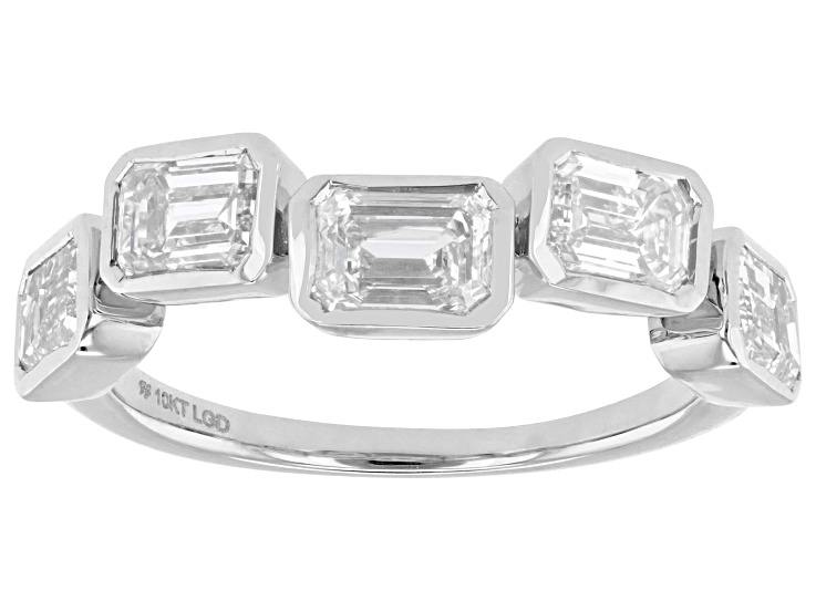 Emerald Cut  White Lab-Grown Diamond H SI1 10K White Gold Band Ring 2.50ctw