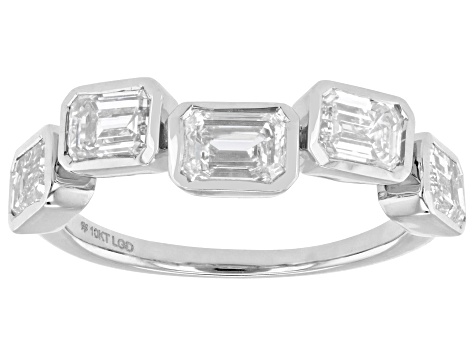 Emerald Cut  White Lab-Grown Diamond H SI1 10K White Gold Band Ring 2.50ctw