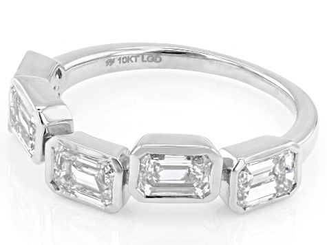 Emerald Cut  White Lab-Grown Diamond H SI1 10K White Gold Band Ring 2.50ctw