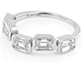 Emerald Cut  White Lab-Grown Diamond H SI1 10K White Gold Band Ring 2.50ctw